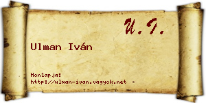 Ulman Iván névjegykártya